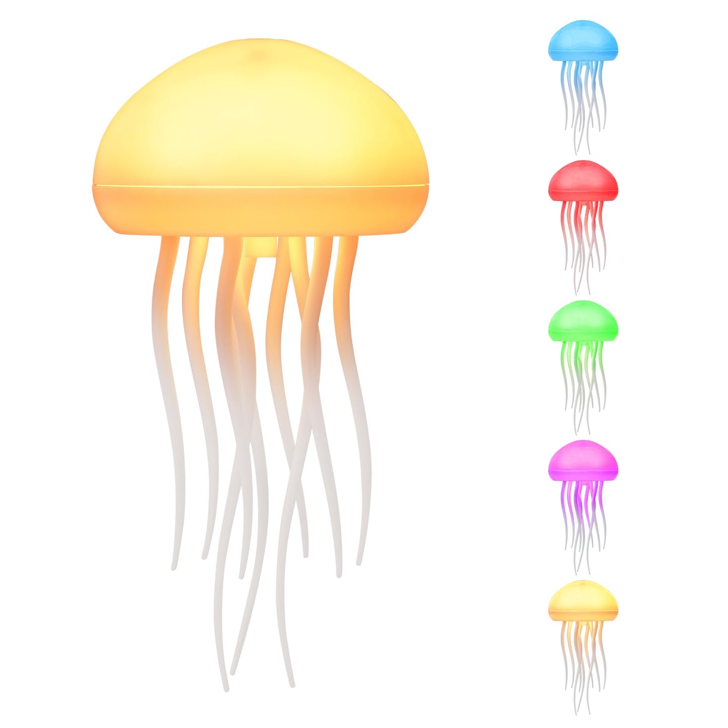 Jellyfish Lamp, Voice Control Jellyfish Lamp with Dancing Legs, RGB Gradient Jellyfish Bedside Lamp, Rechargeable Jellyfish Table Lamp with Touch Sensor, Christmas Gifts (Hanging + Base)
