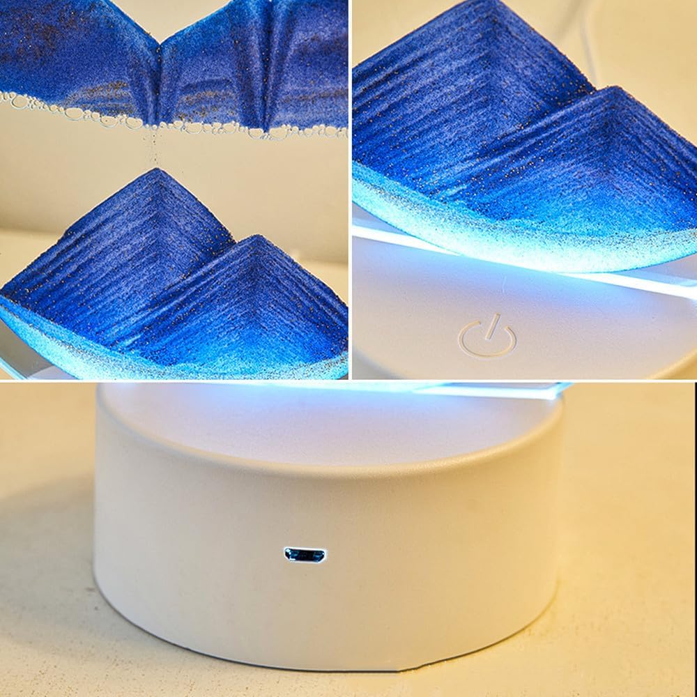 Moving Sand Art Picture 3D Deep Sea Sandscape in Motion Display Flowing Sand Frame Mobile Sand Painting Colorful LED Quicksand Lamp Home Office Desktop Decor Art Toys Relaxing Gifts(7.9"/Blue)